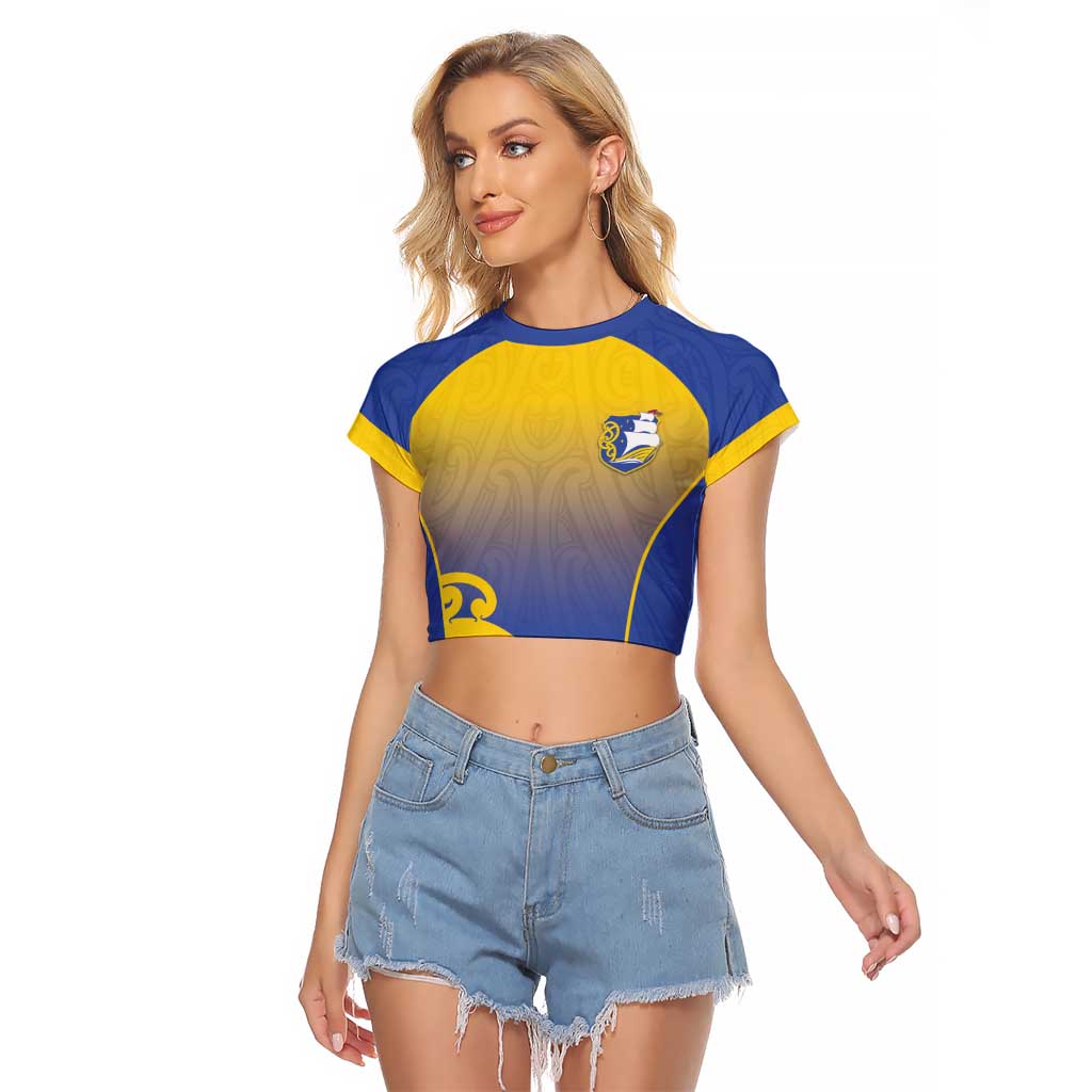 Custom James Cook High School Raglan Cropped T Shirt Maori Koru Pattern