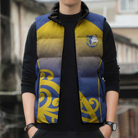 Custom James Cook High School Sleeveless Puffer Jacket Maori Koru Pattern