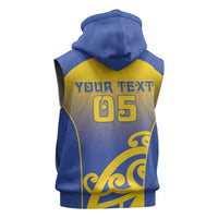 Custom James Cook High School Sleeveless Zip Hoodie Maori Koru Pattern