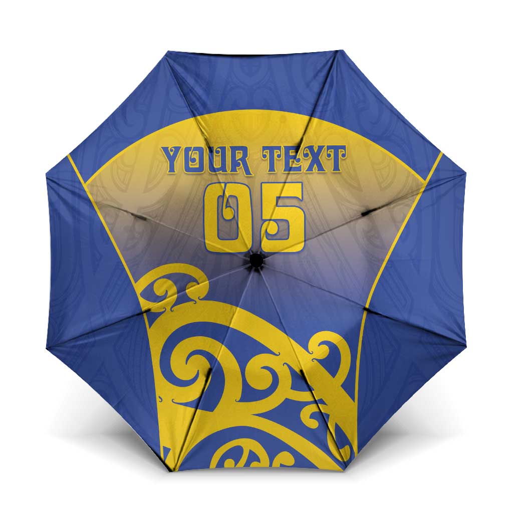 Custom James Cook High School Umbrella Maori Koru Pattern LT05 One Size Folded 11.42 inch Opened Diameter 37.4 inch Blue - Polynesian Pride