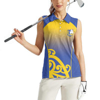 Custom James Cook High School Women Sleeveless Polo Shirt Maori Koru Pattern