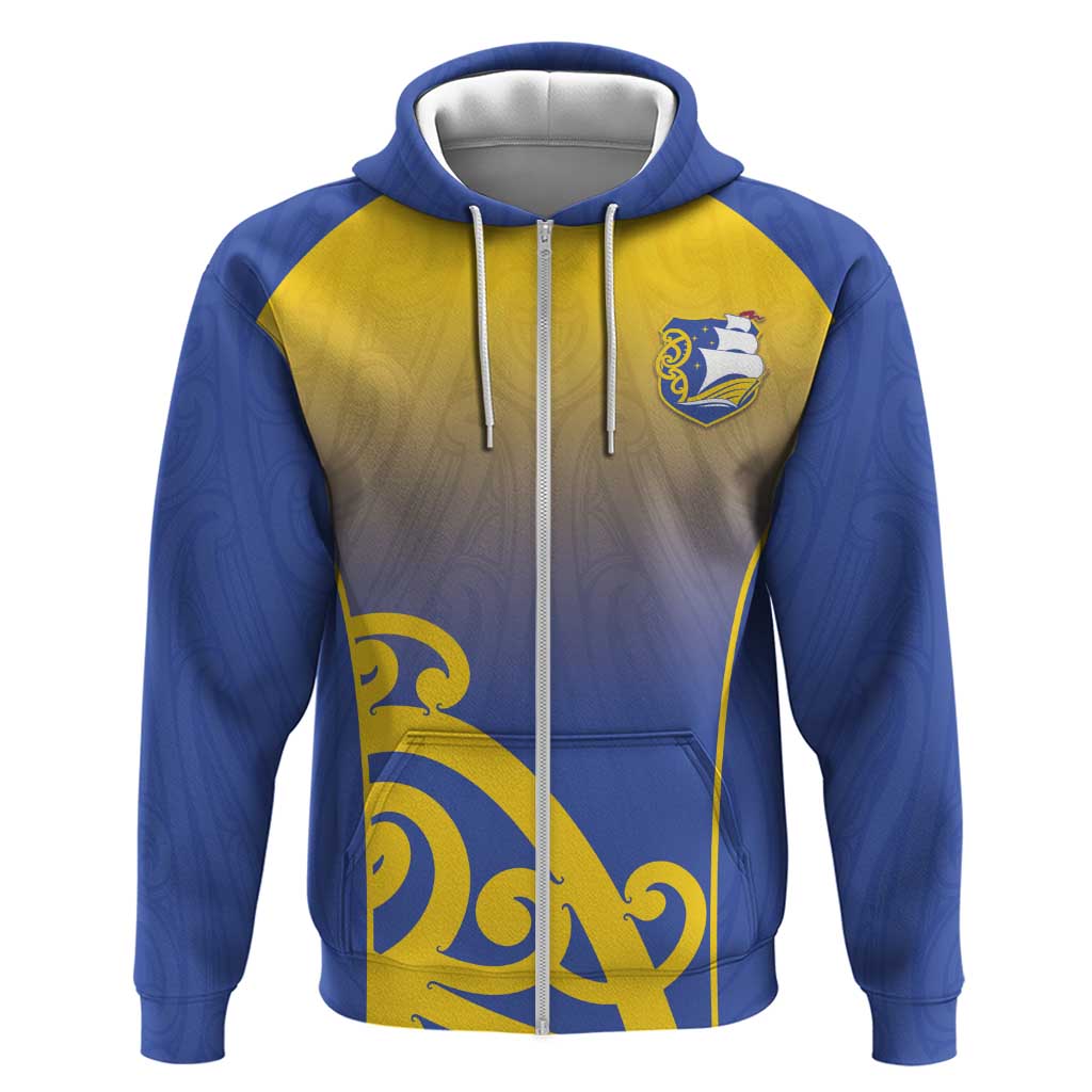 Custom James Cook High School Zip Hoodie Maori Koru Pattern