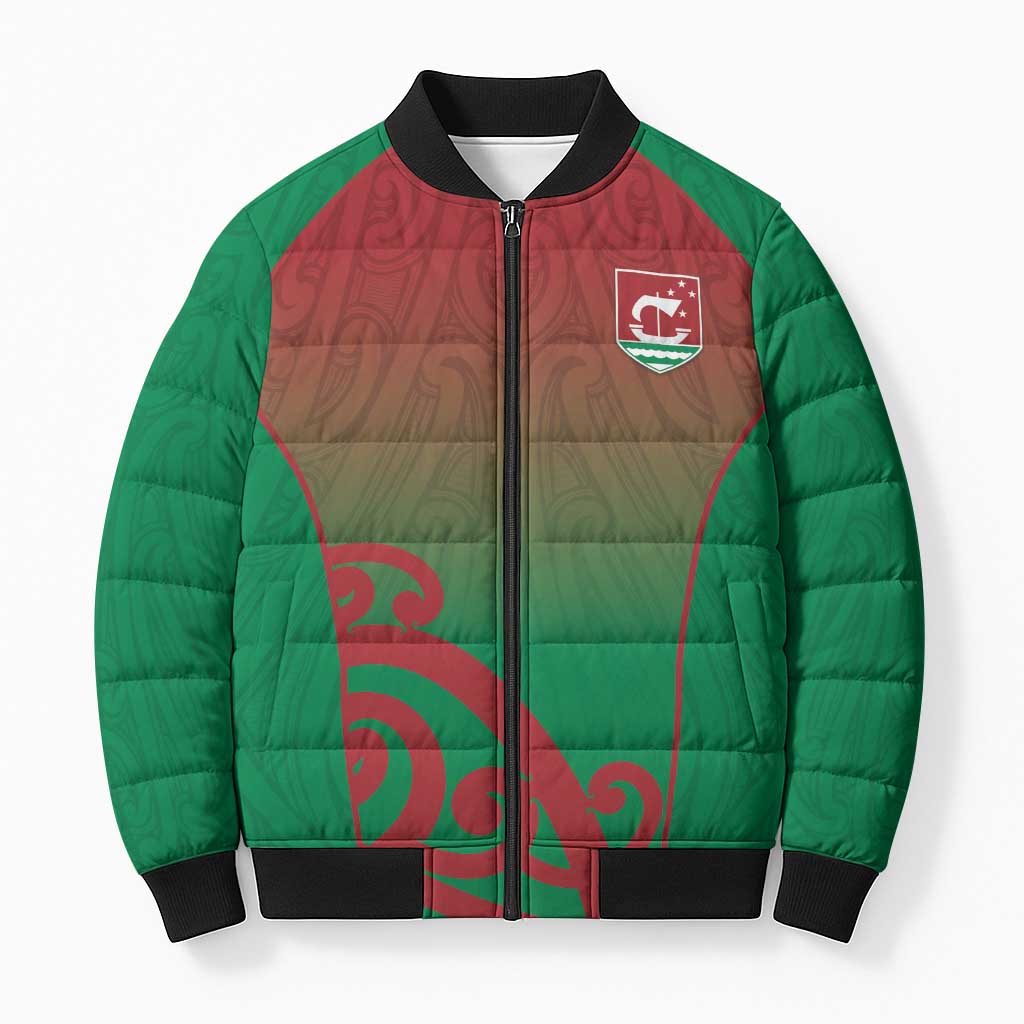Custom Onehunga High School Bomber Puffer Jacket Maori Koru Pattern