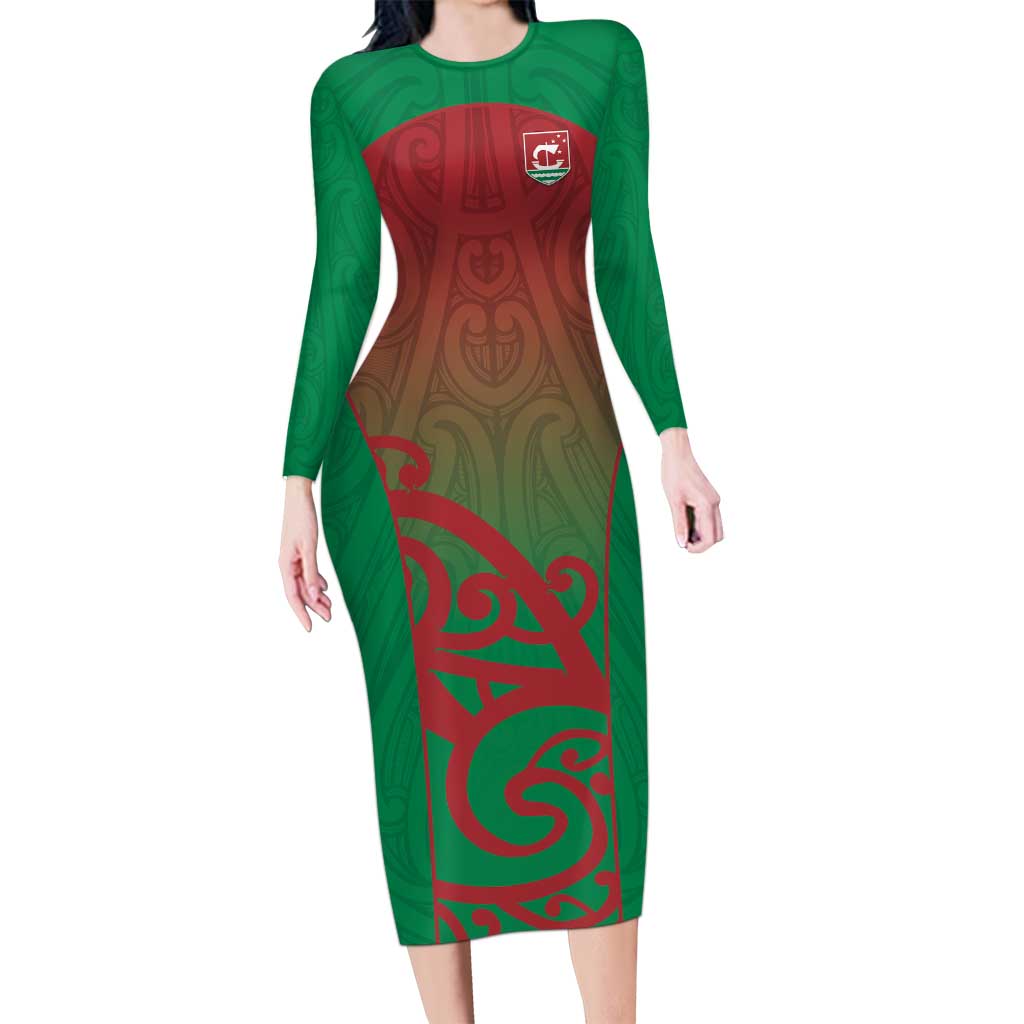 Custom Onehunga High School Family Matching Long Sleeve Bodycon Dress and Hawaiian Shirt Maori Koru Pattern
