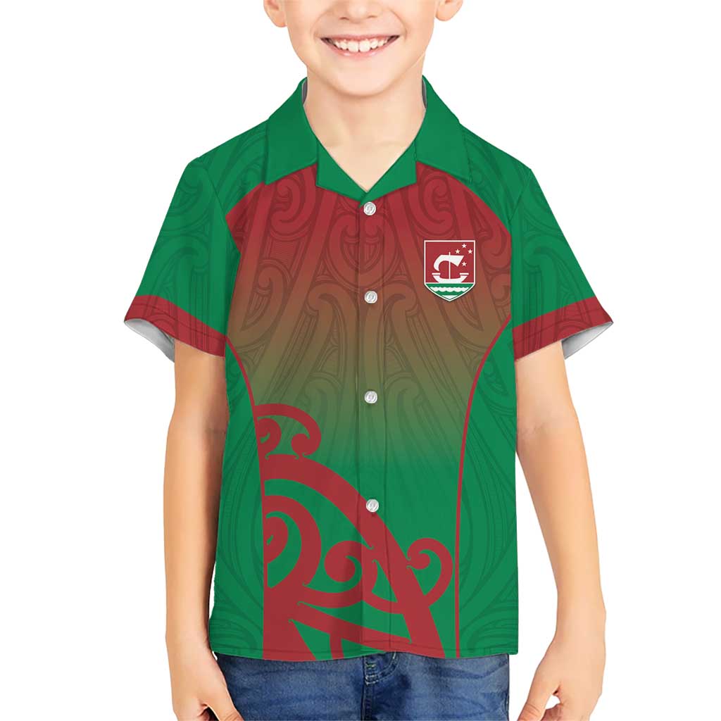Custom Onehunga High School Family Matching Off Shoulder Short Dress and Hawaiian Shirt Maori Koru Pattern