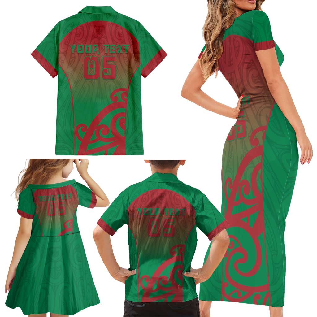 Custom Onehunga High School Family Matching Short Sleeve Bodycon Dress and Hawaiian Shirt Maori Koru Pattern