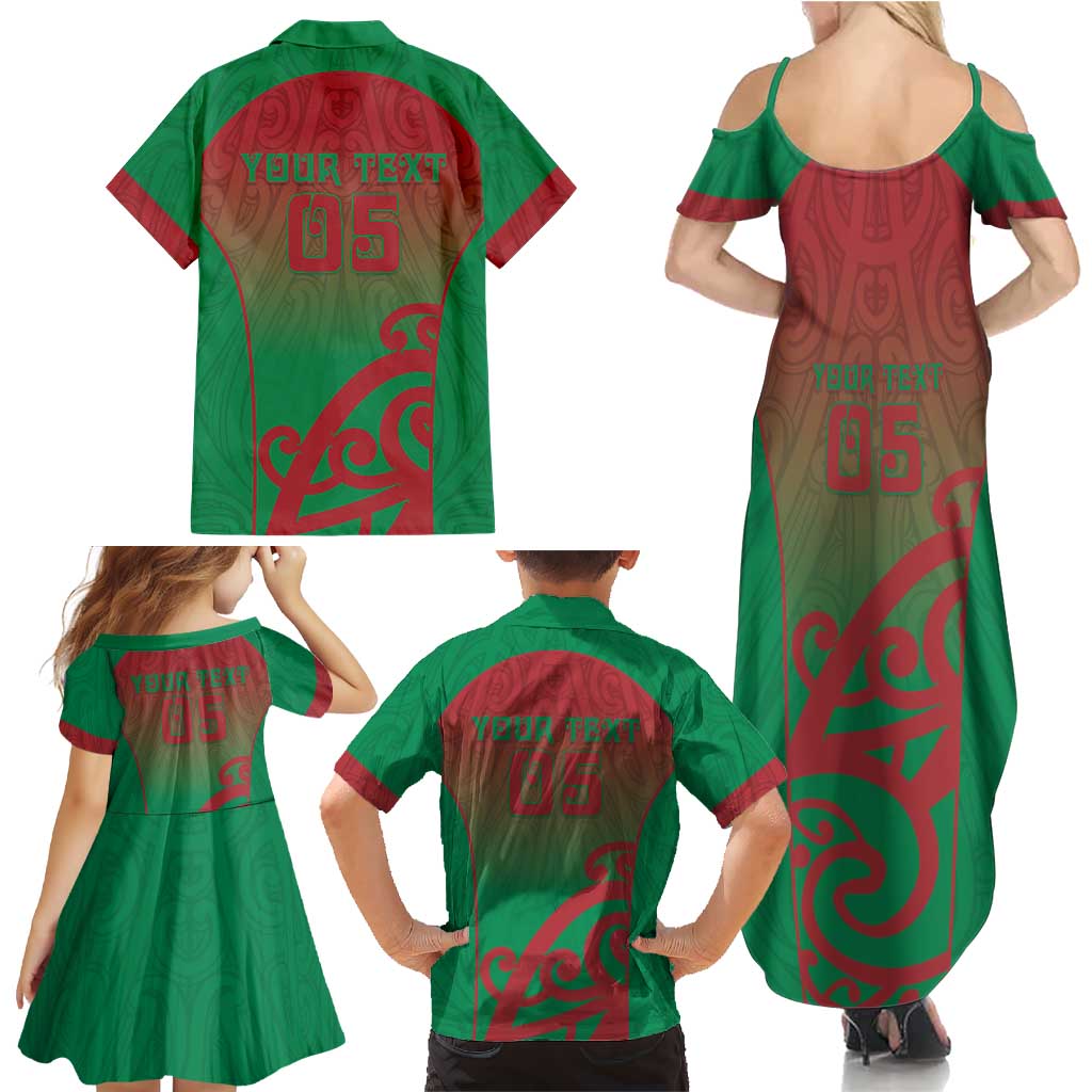 Custom Onehunga High School Family Matching Summer Maxi Dress and Hawaiian Shirt Maori Koru Pattern