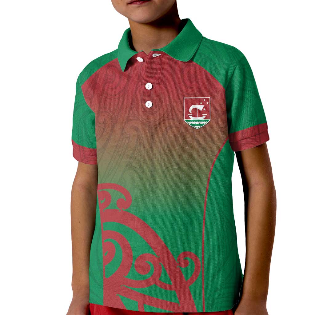 Custom Onehunga High School Kid Polo Shirt Maori Koru Pattern