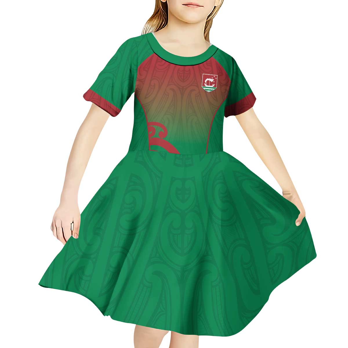Custom Onehunga High School Kid Short Sleeve Dress Maori Koru Pattern