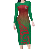 Custom Onehunga High School Long Sleeve Bodycon Dress Maori Koru Pattern