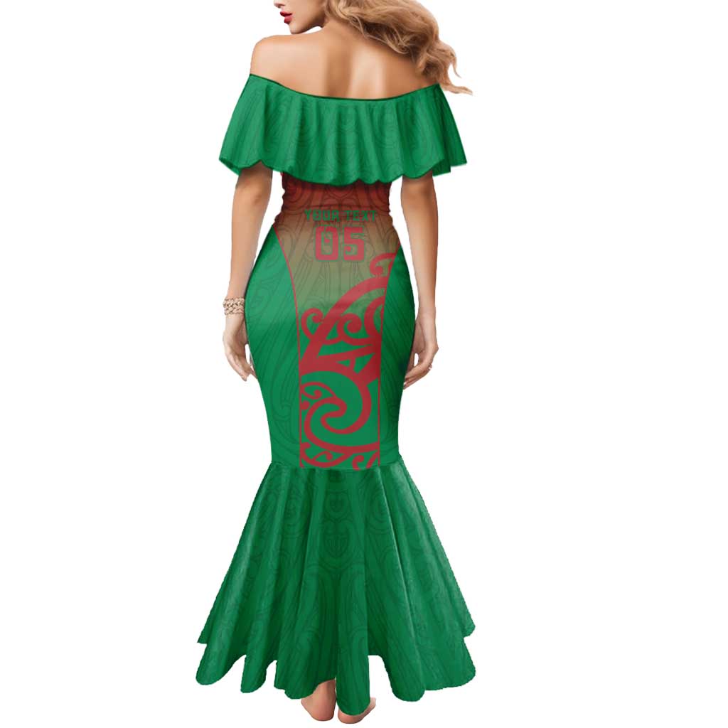Custom Onehunga High School Mermaid Dress Maori Koru Pattern