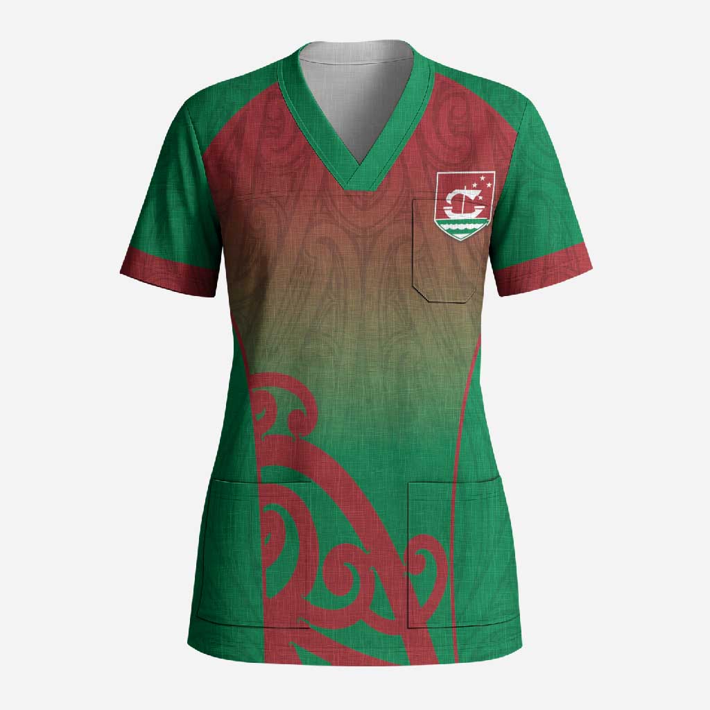 Custom Onehunga High School Scrub Top Maori Koru Pattern