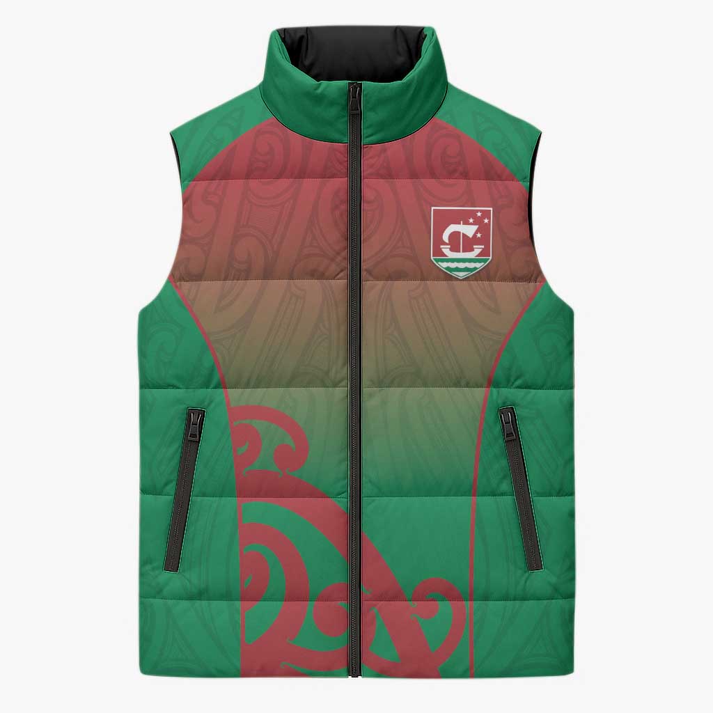 Custom Onehunga High School Sleeveless Puffer Jacket Maori Koru Pattern