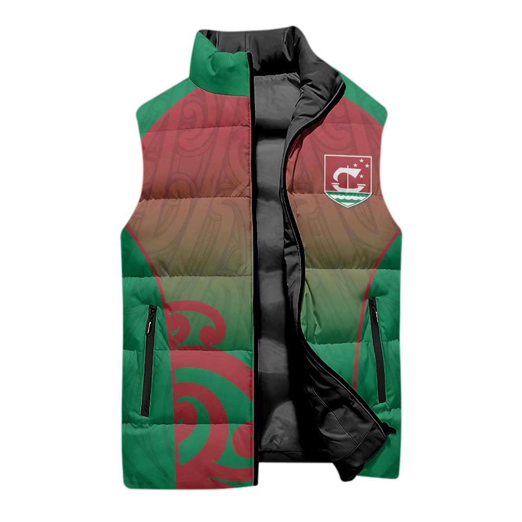 Custom Onehunga High School Sleeveless Puffer Jacket Maori Koru Pattern