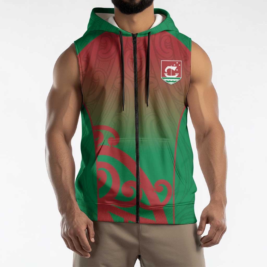 Custom Onehunga High School Sleeveless Zip Hoodie Maori Koru Pattern