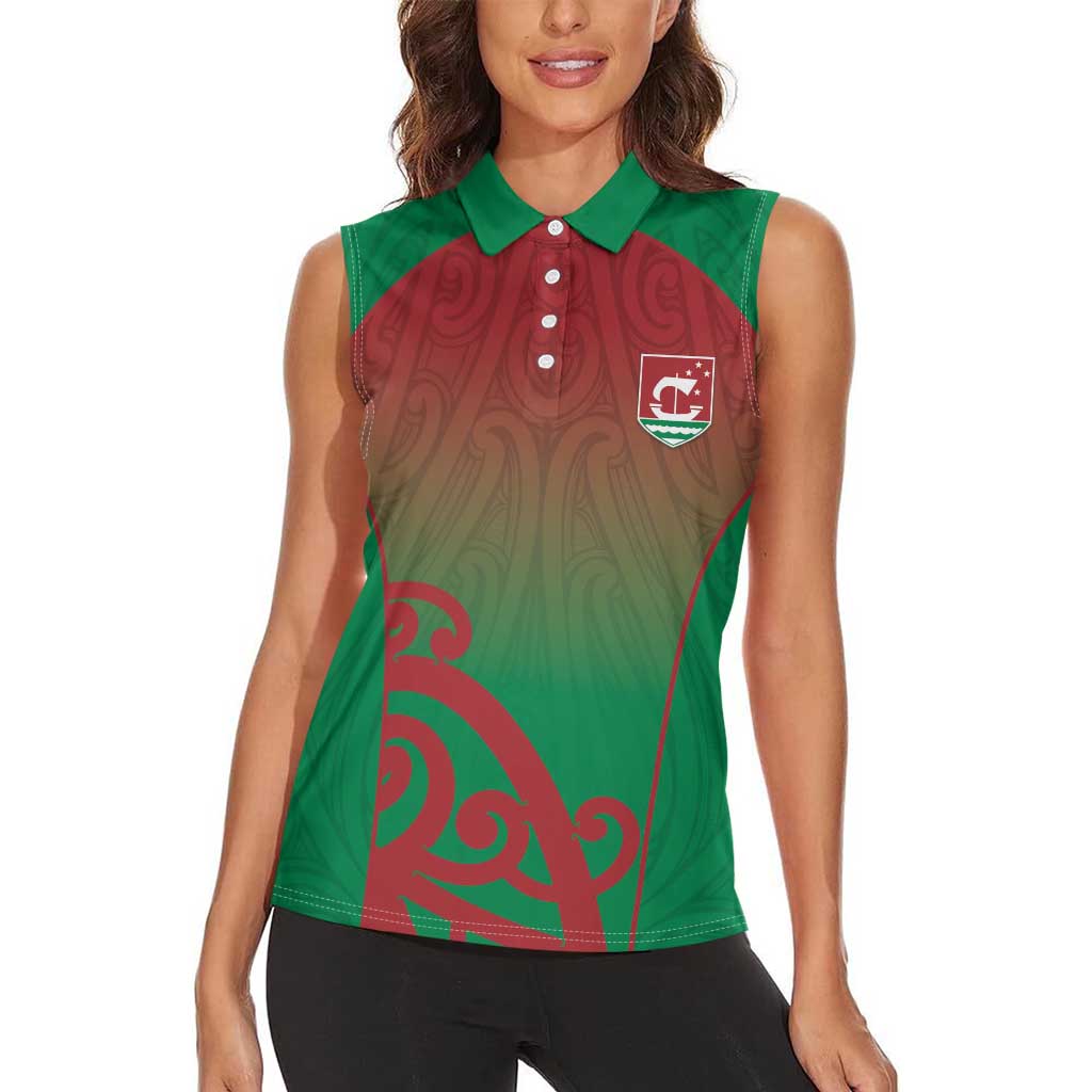 Custom Onehunga High School Women Sleeveless Polo Shirt Maori Koru Pattern