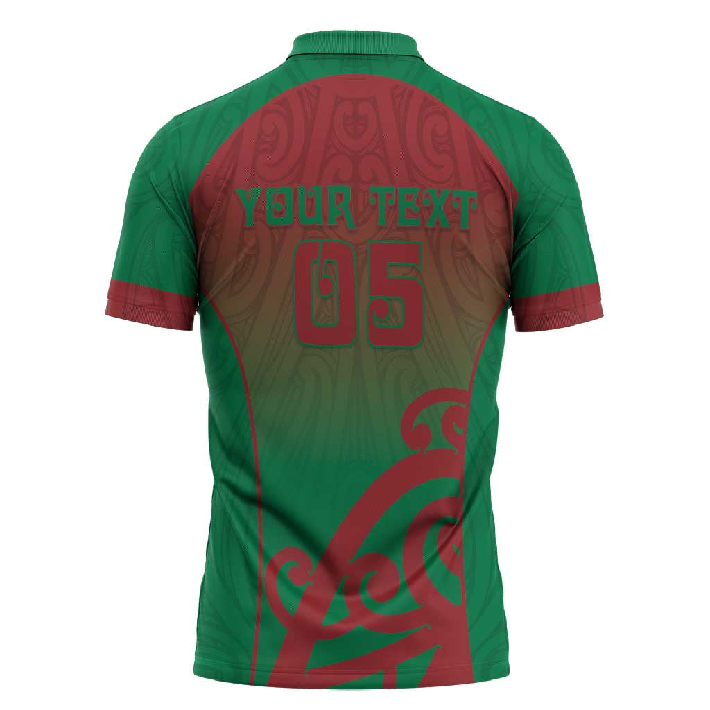 Custom Onehunga High School Zipper Polo Shirt Maori Koru Pattern