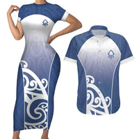 Custom New Zealand Aotea College Couples Matching Short Sleeve Bodycon Dress and Hawaiian Shirt Maori Koru Pattern