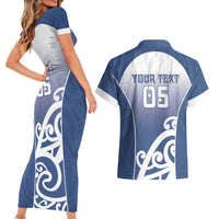 Custom New Zealand Aotea College Couples Matching Short Sleeve Bodycon Dress and Hawaiian Shirt Maori Koru Pattern