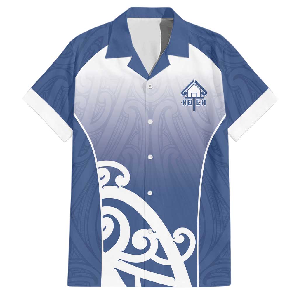 Custom New Zealand Aotea College Family Matching Long Sleeve Bodycon Dress and Hawaiian Shirt Maori Koru Pattern LT05 Dad's Shirt - Short Sleeve Blue - Polynesian Pride