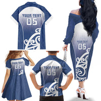 Custom New Zealand Aotea College Family Matching Off The Shoulder Long Sleeve Dress and Hawaiian Shirt Maori Koru Pattern LT05 - Polynesian Pride
