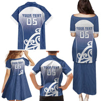 Custom New Zealand Aotea College Family Matching Puletasi and Hawaiian Shirt Maori Koru Pattern
