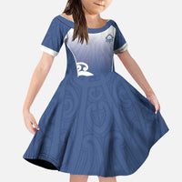 Custom New Zealand Aotea College Family Matching Summer Maxi Dress and Hawaiian Shirt Maori Koru Pattern LT05 Daughter's Dress Blue - Polynesian Pride