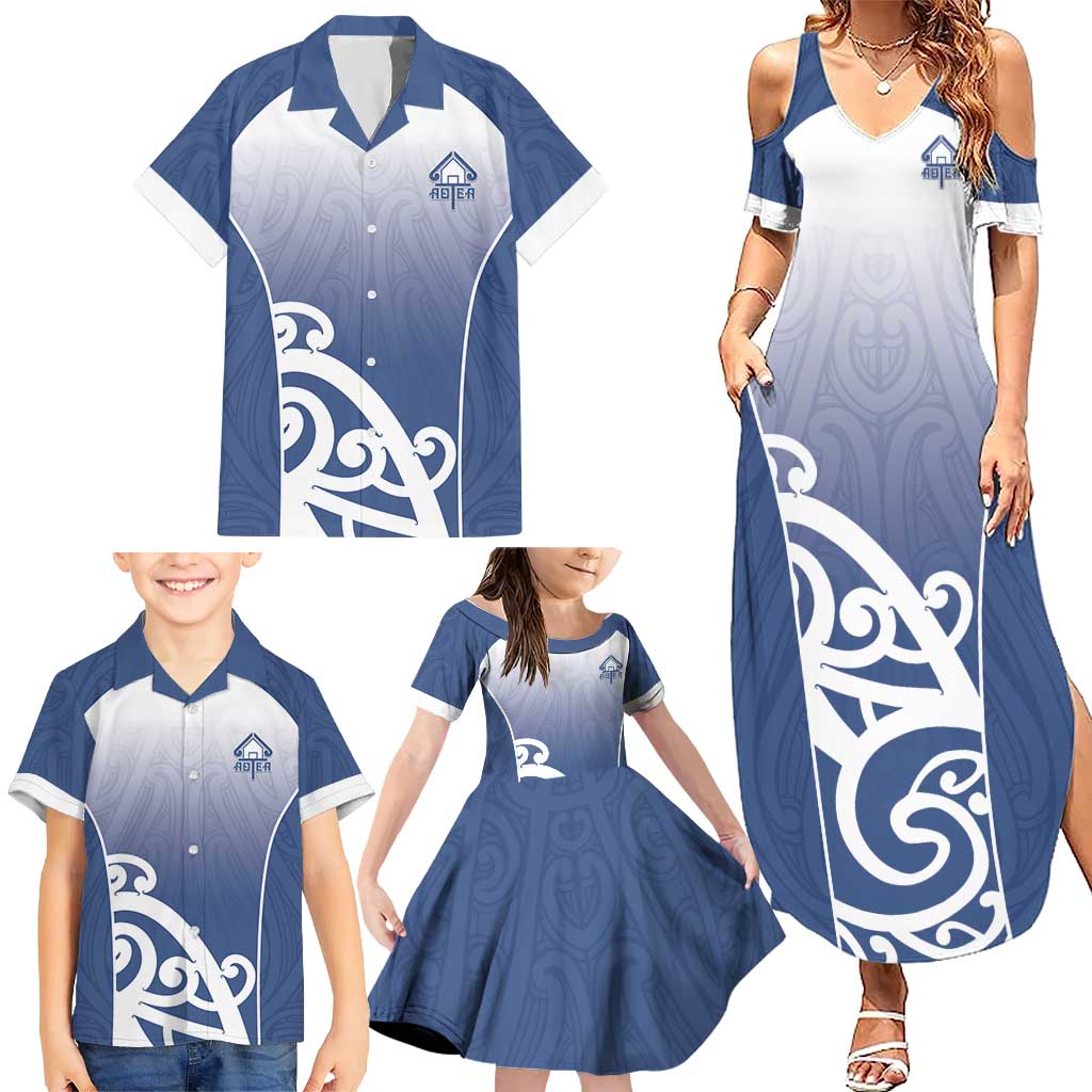 Custom New Zealand Aotea College Family Matching Summer Maxi Dress and Hawaiian Shirt Maori Koru Pattern LT05 - Polynesian Pride