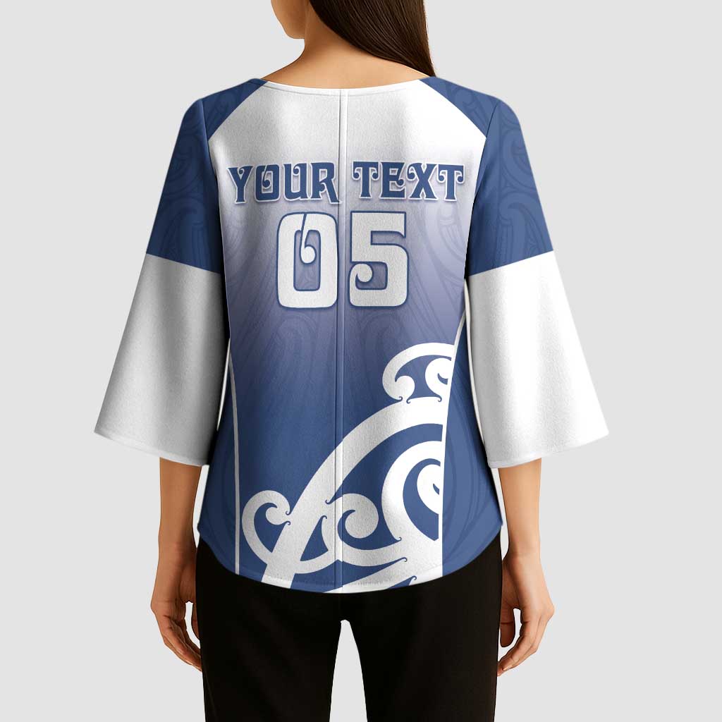 Custom New Zealand Aotea College Kimono Sleeve Blouse Maori Koru Pattern