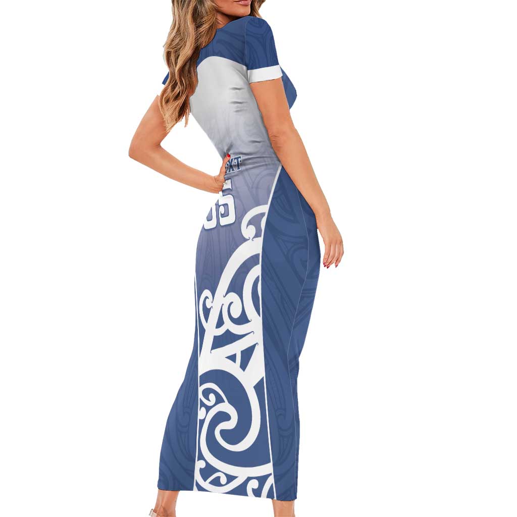 Custom New Zealand Aotea College Short Sleeve Bodycon Dress Maori Koru Pattern