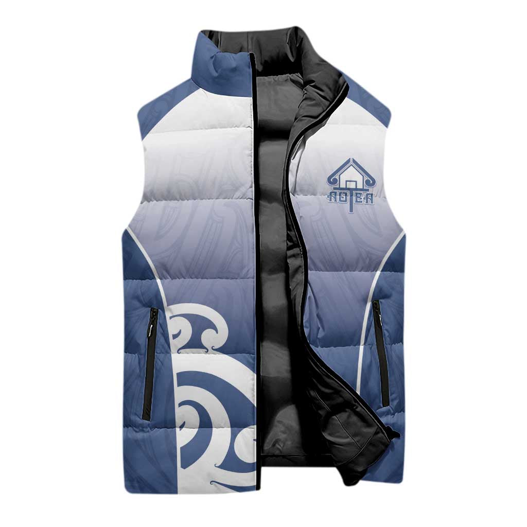 Custom New Zealand Aotea College Sleeveless Puffer Jacket Maori Koru Pattern