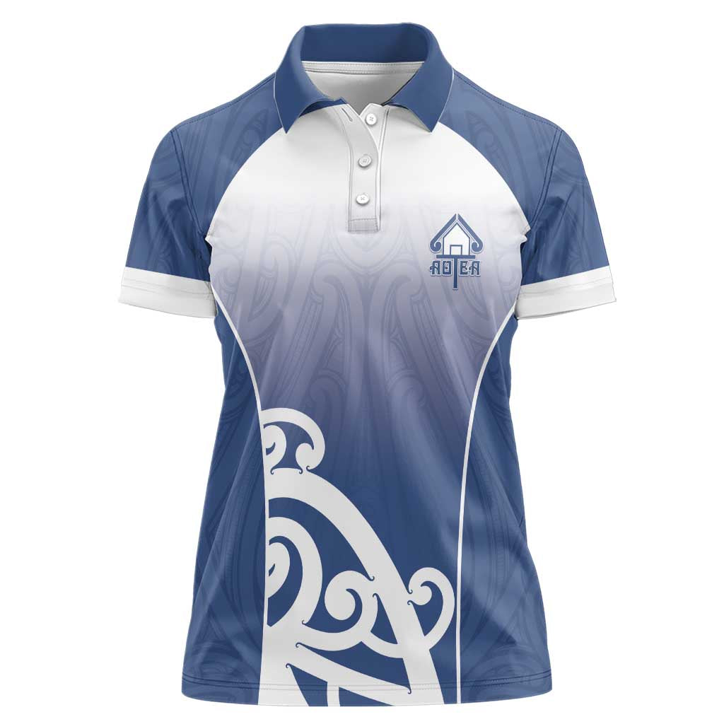 Custom New Zealand Aotea College Women Polo Shirt Maori Koru Pattern