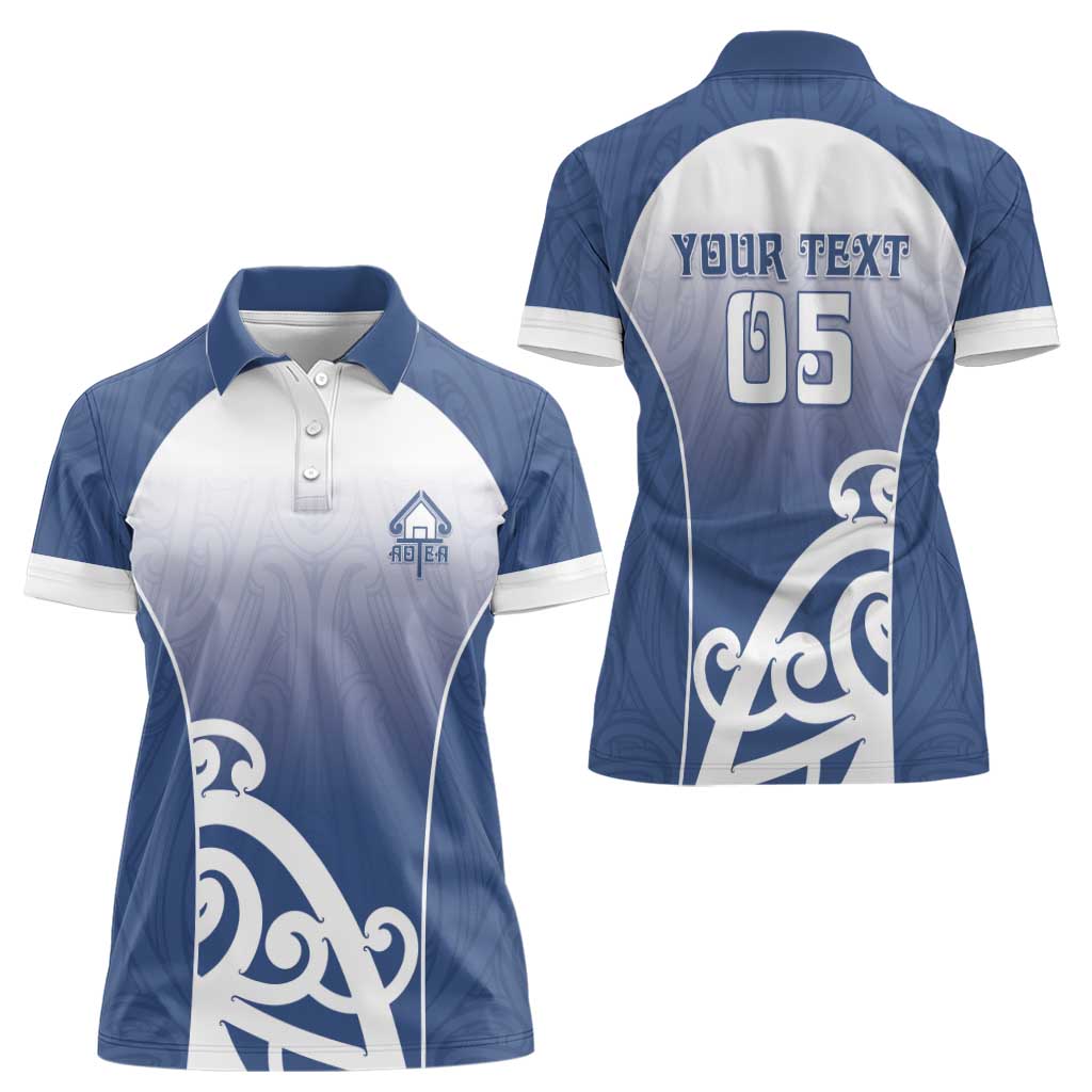 Custom New Zealand Aotea College Women Polo Shirt Maori Koru Pattern