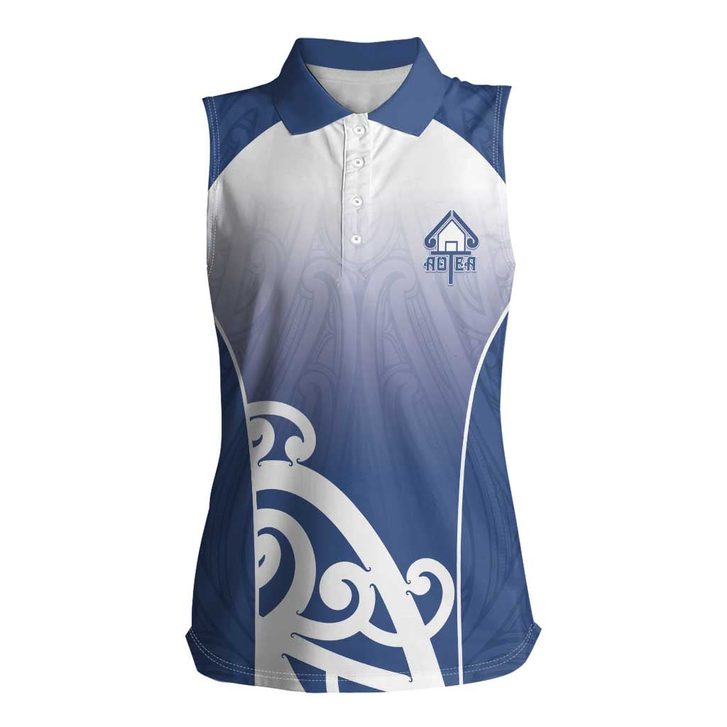 Custom New Zealand Aotea College Women Sleeveless Polo Shirt Maori Koru Pattern