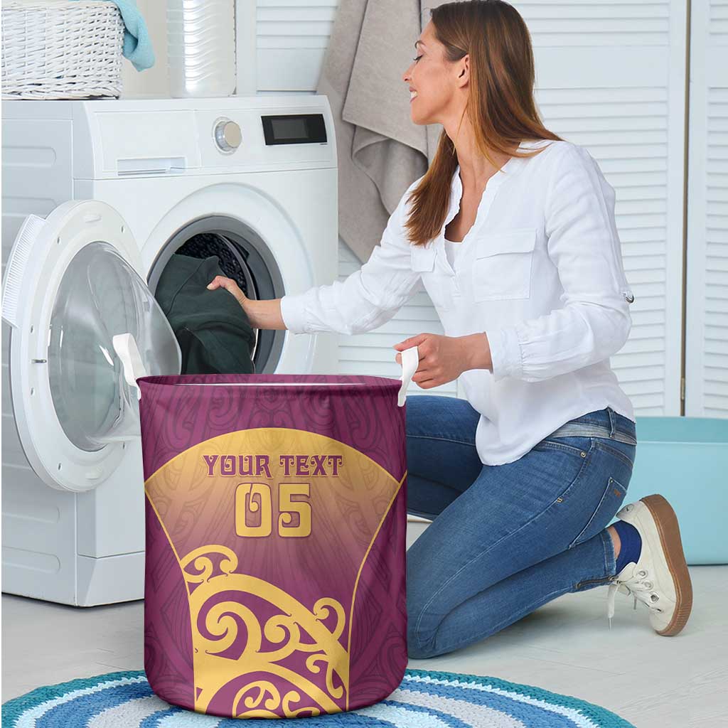 Custom Waiuku College Laundry Basket Maori Koru Pattern
