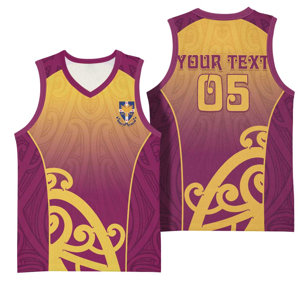 Custom Waiuku College Basketball Jersey Maori Koru Pattern