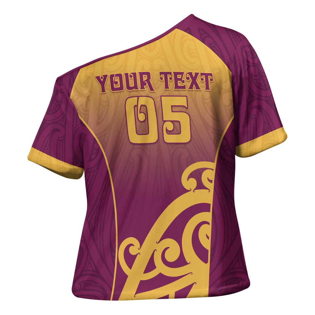 Custom Waiuku College Cross Shoulder Shirt Maori Koru Pattern