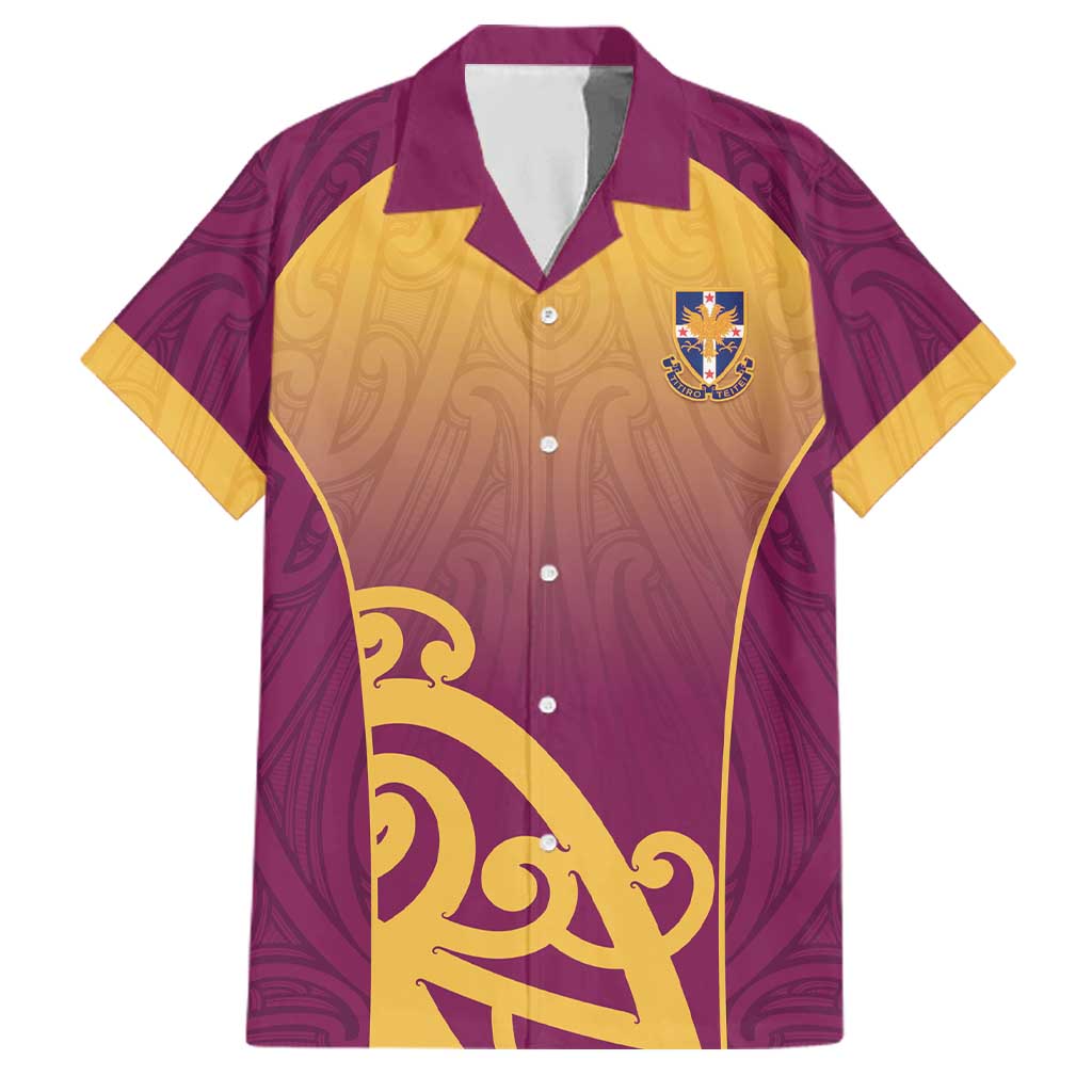 Custom Waiuku College Family Matching Off Shoulder Short Dress and Hawaiian Shirt Maori Koru Pattern