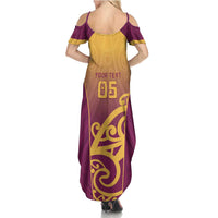 Custom Waiuku College Family Matching Summer Maxi Dress and Hawaiian Shirt Maori Koru Pattern
