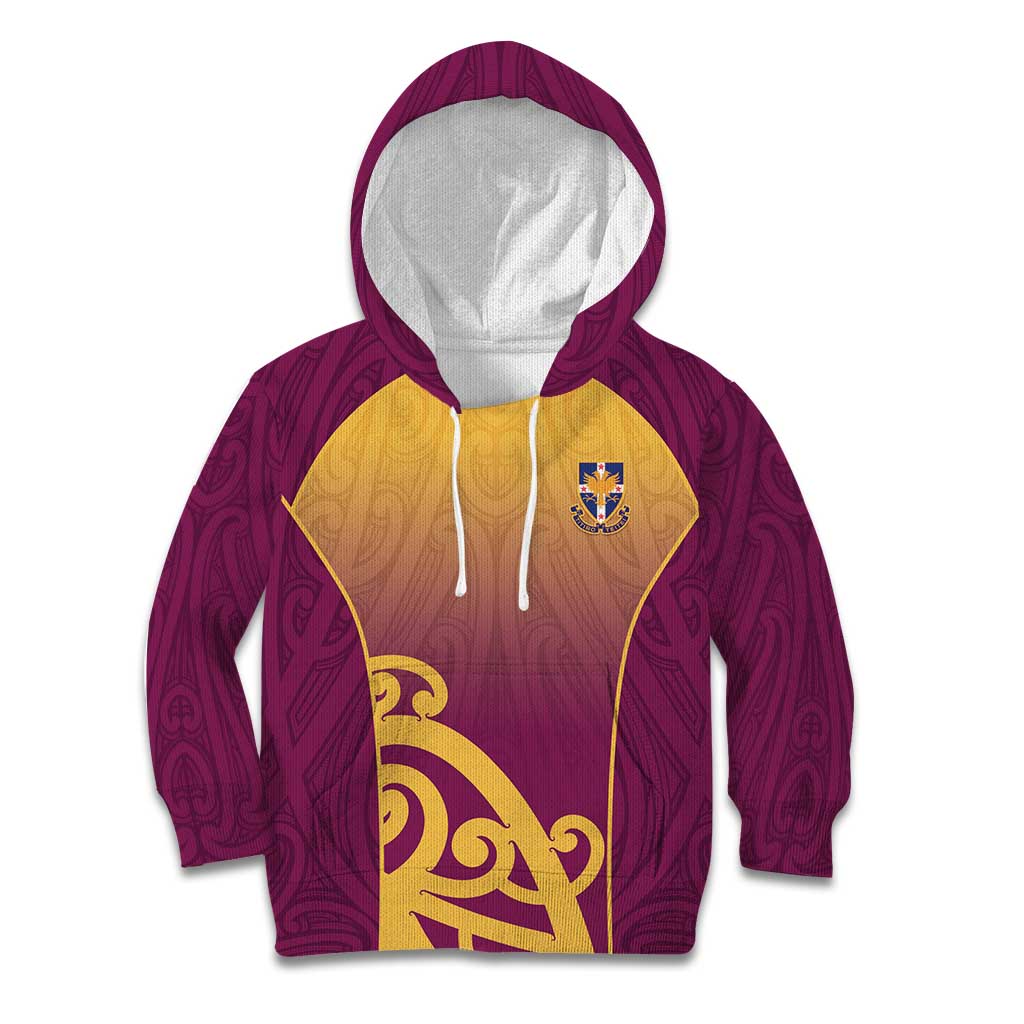 Custom Waiuku College Kid Hoodie Maori Koru Pattern