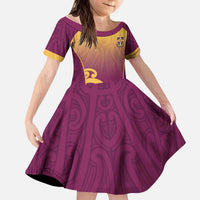 Custom Waiuku College Kid Short Sleeve Dress Maori Koru Pattern