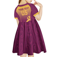 Custom Waiuku College Kid Short Sleeve Dress Maori Koru Pattern
