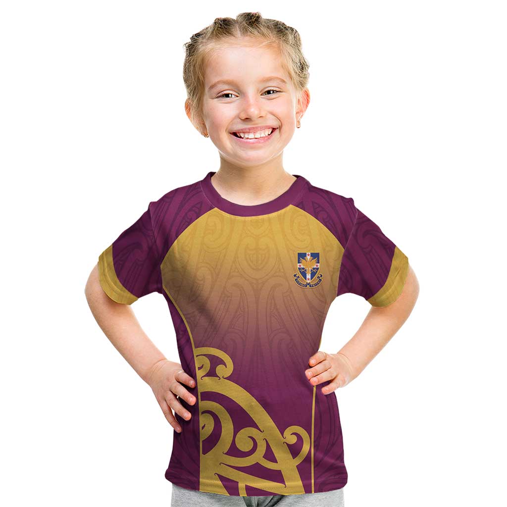 Custom Waiuku College Kid T Shirt Maori Koru Pattern