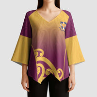 Custom Waiuku College Kimono Sleeve Blouse Maori Koru Pattern