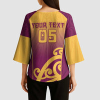 Custom Waiuku College Kimono Sleeve Blouse Maori Koru Pattern