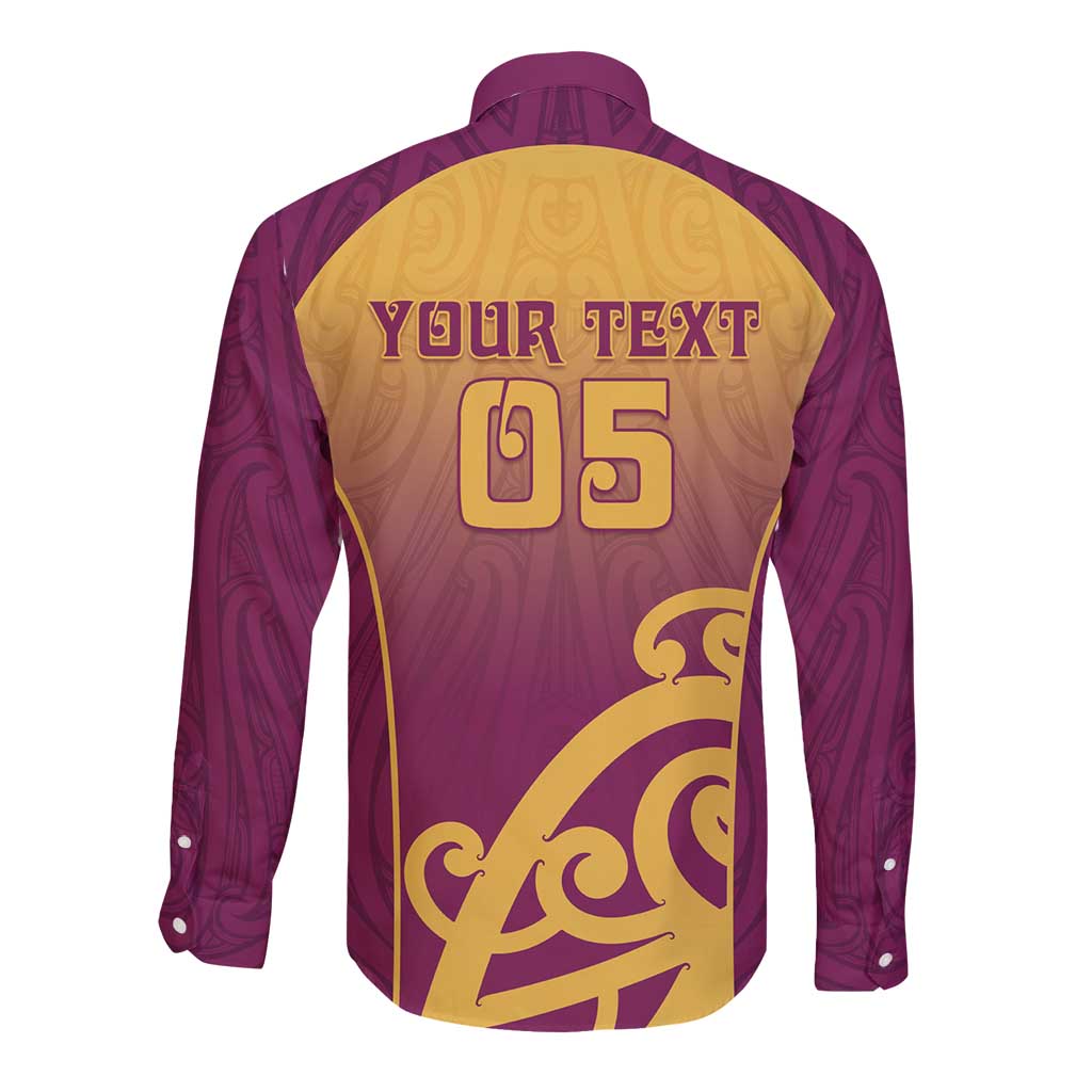 Custom Waiuku College Long Sleeve Button Shirt Maori Koru Pattern