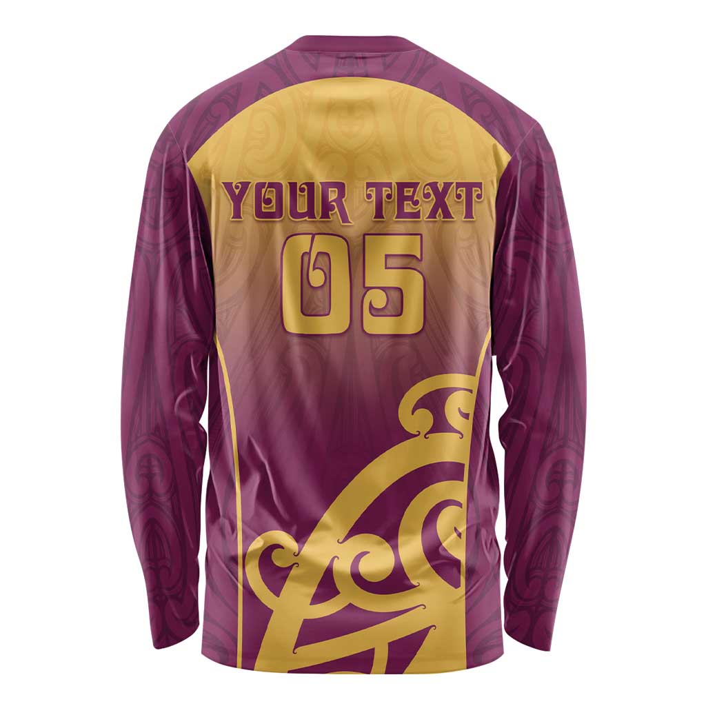 Custom Waiuku College Long Sleeve Shirt Maori Koru Pattern
