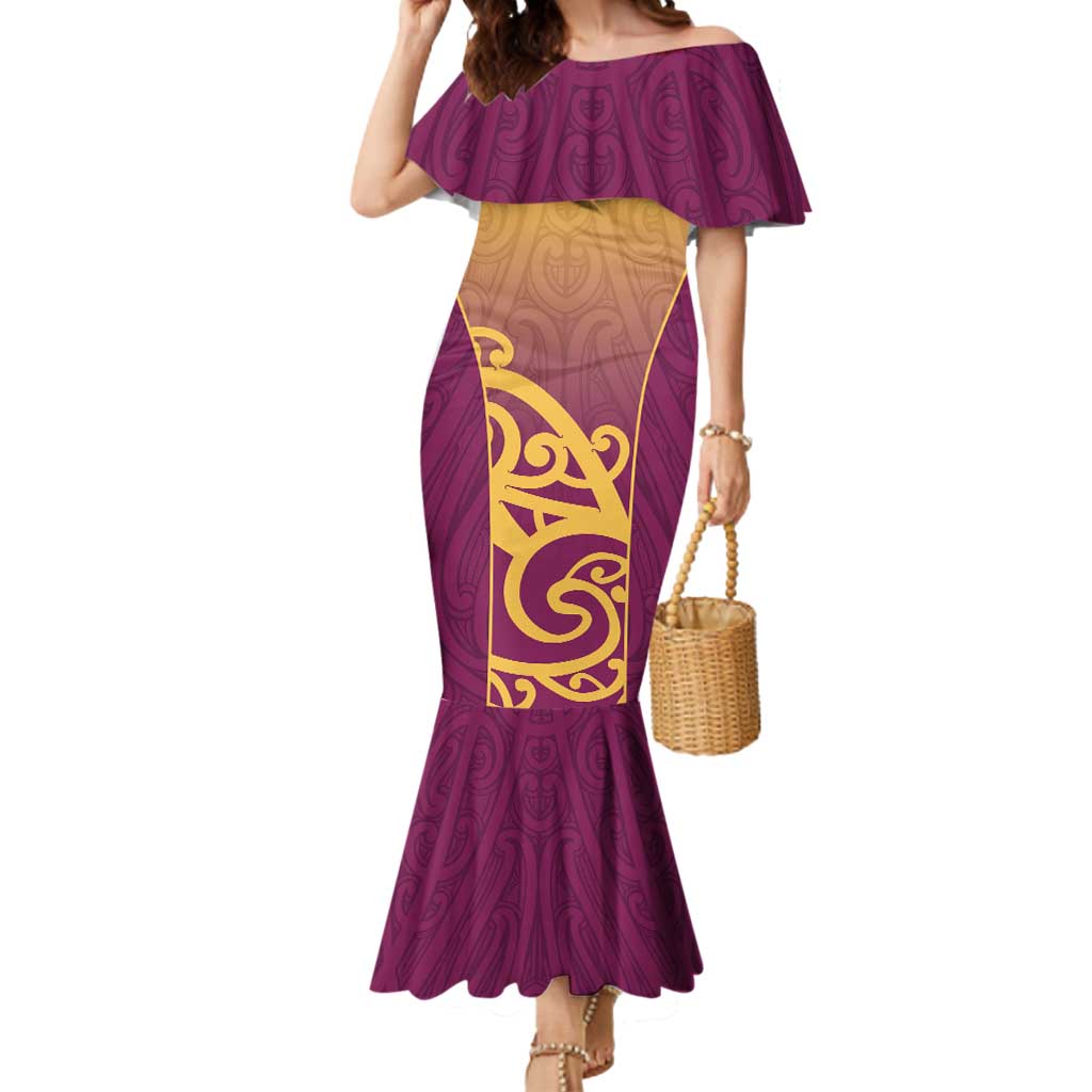 Custom Waiuku College Mermaid Dress Maori Koru Pattern