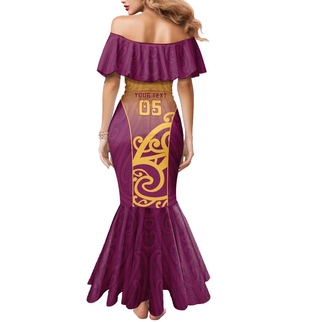 Custom Waiuku College Mermaid Dress Maori Koru Pattern