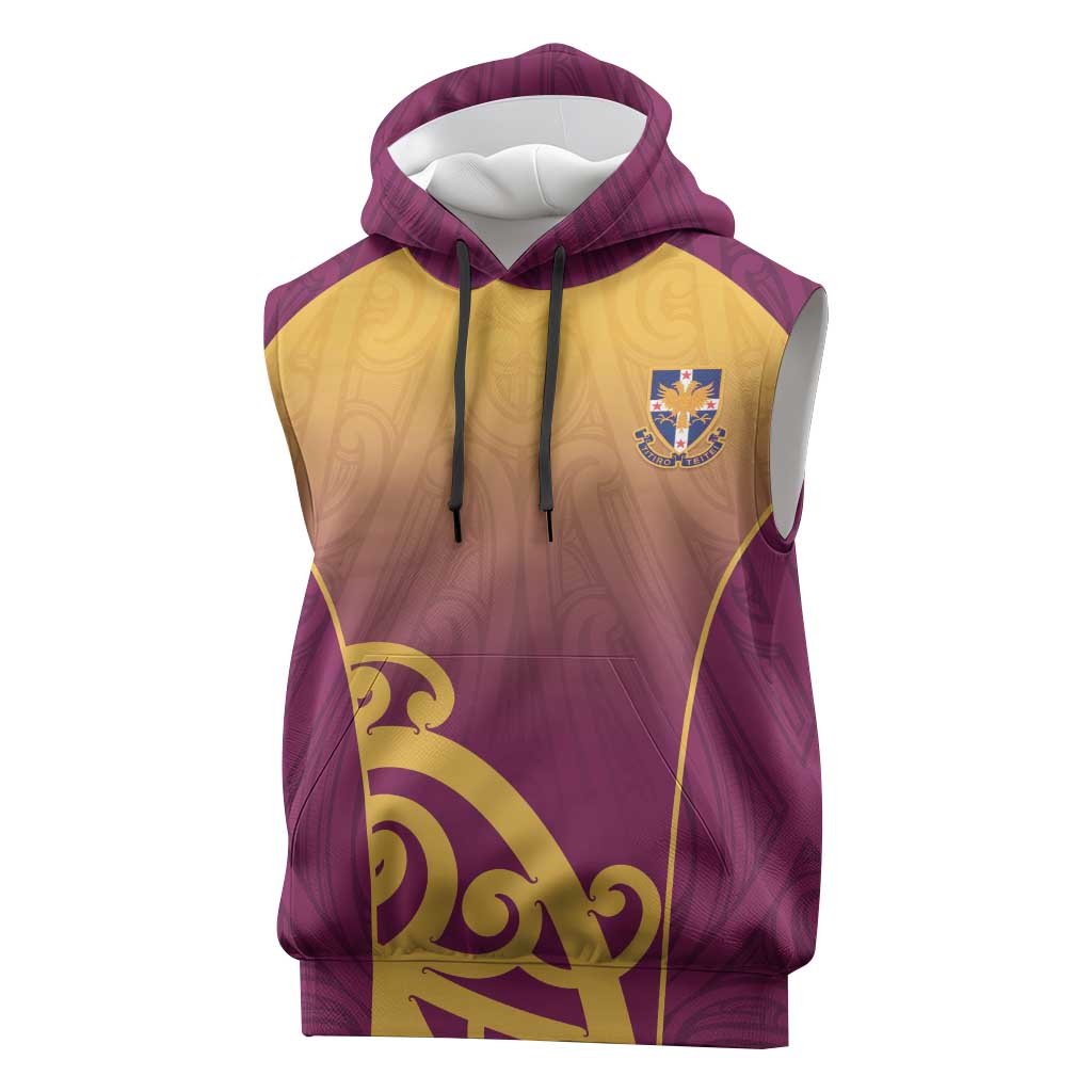 Custom Waiuku College Sleeveless Hoodie Maori Koru Pattern